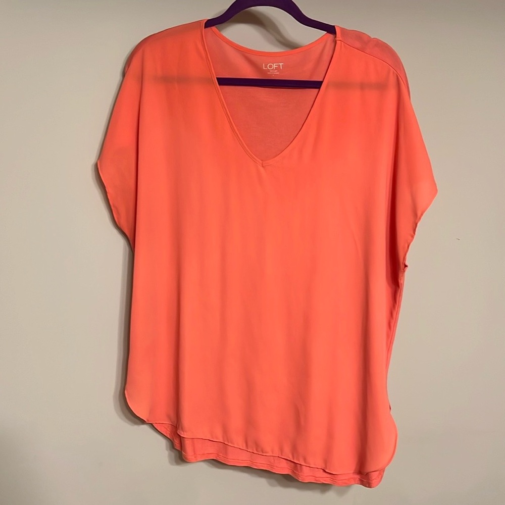 LOFT short sleeve orange blouse